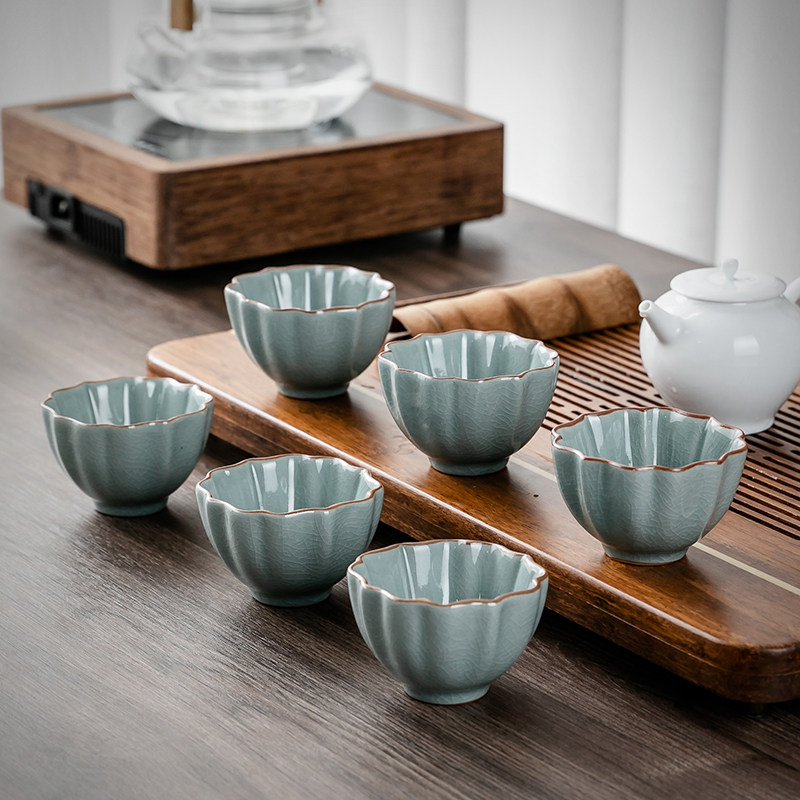 现货陶瓷茶杯6个装家用特价功夫茶具单杯水杯R茶碗现代简约品茗碗