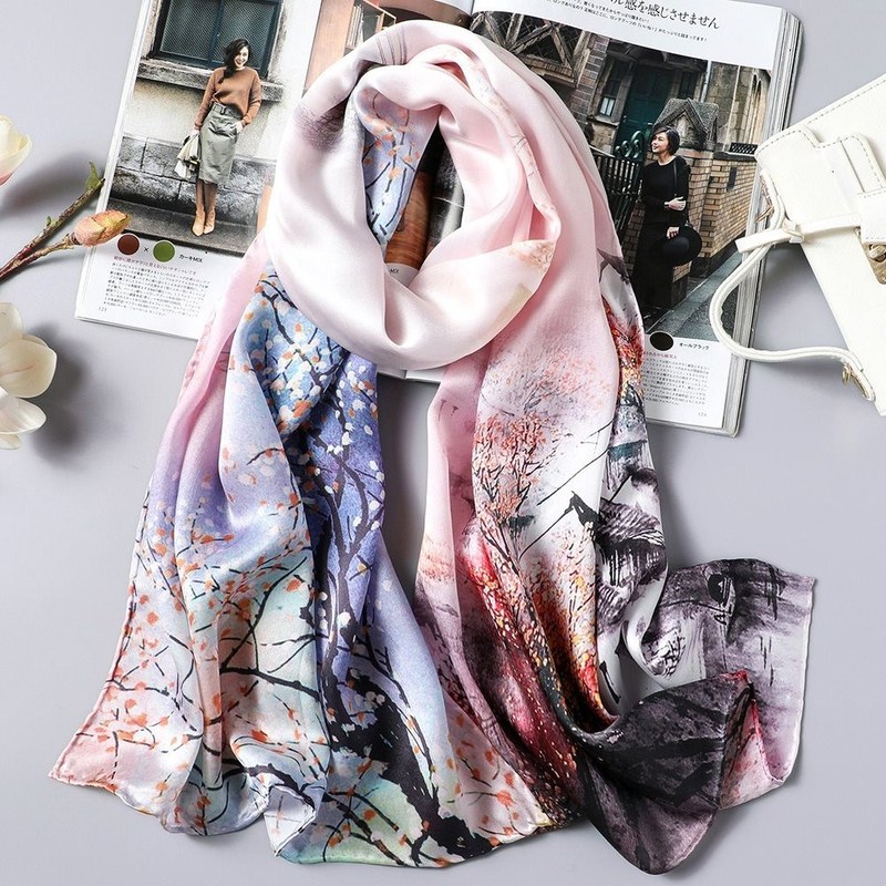 2020new muffler women gift silk scarf sJatin print long Shaw 鲜花速递/花卉仿真/绿植园艺 园艺用品套装 原图主图