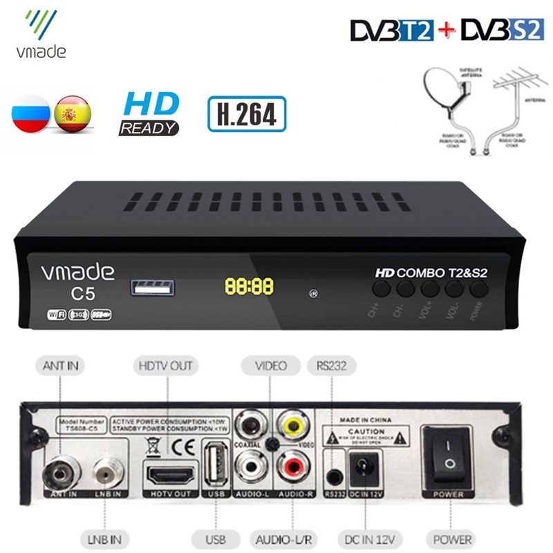 极速Vmade Full HD 1080P H.264 Digital TV Tuner DVB T2 DVB S2