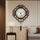 静音木质复古大气钟表挂墙现货 万年历家用时尚 2021新款 挂钟新中式