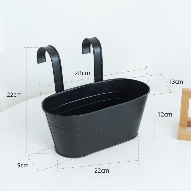 铁艺椭圆挂盆花盆双挂钩可拆卸悬挂吊盆阳台多肉绿植种植挂桶