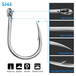 20pcs Saltwater Fishing Hook Jigging Hook 1/0#-13/0# Stainl