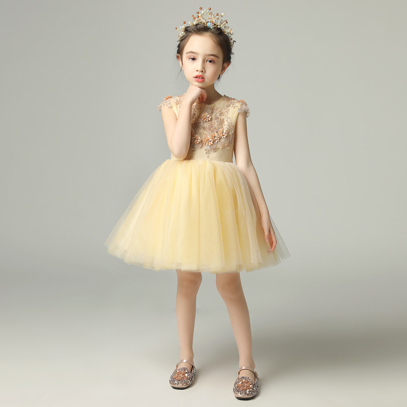 儿童礼服b公主裙蓬蓬纱花童婚纱小主持人晚礼服女童钢琴演出服洋