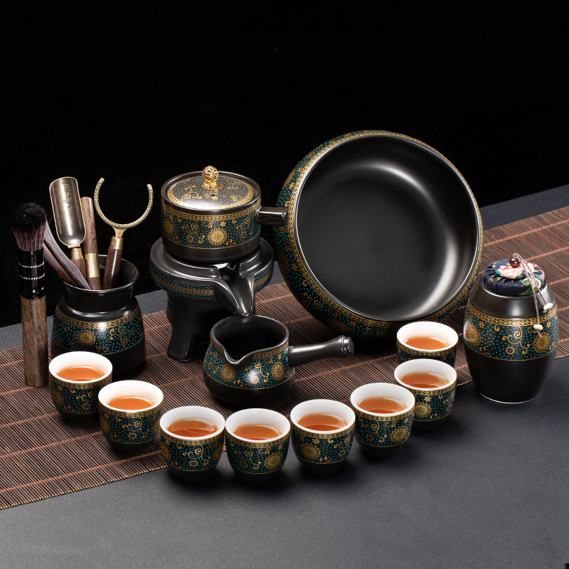 功夫茶具小套装家用客厅石磨懒人自动冲泡茶神器T防烫茶杯陶瓷茶