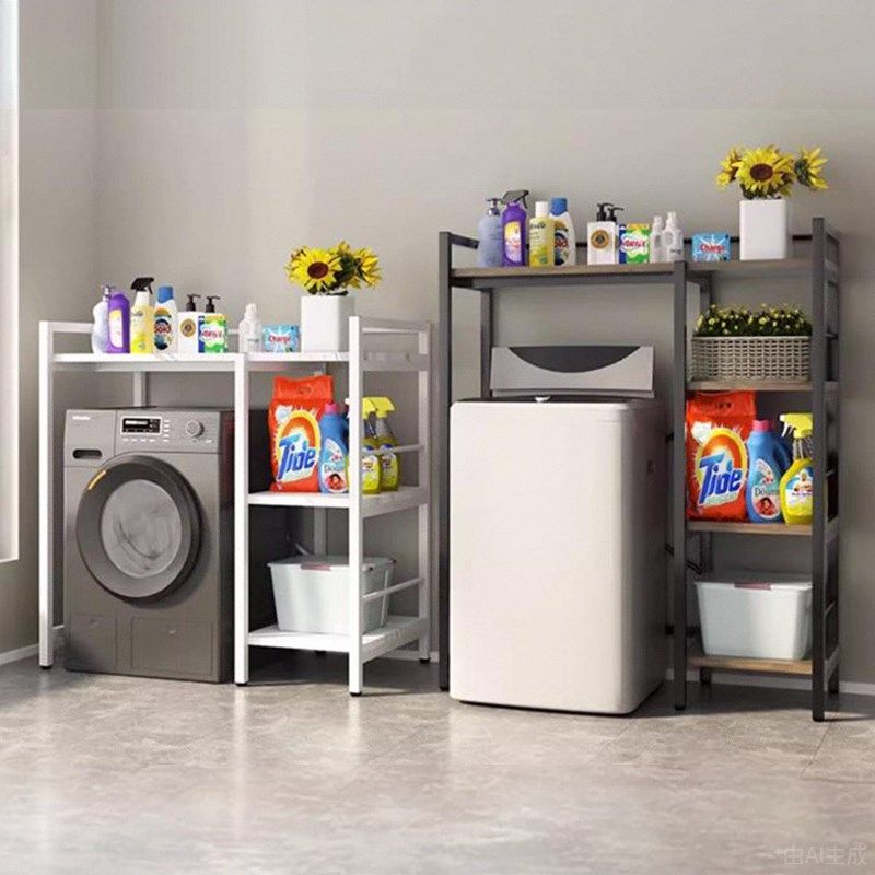 滚筒洗衣机置物架多功能翻盖洗衣机上方收纳架大容量一体多层收纳