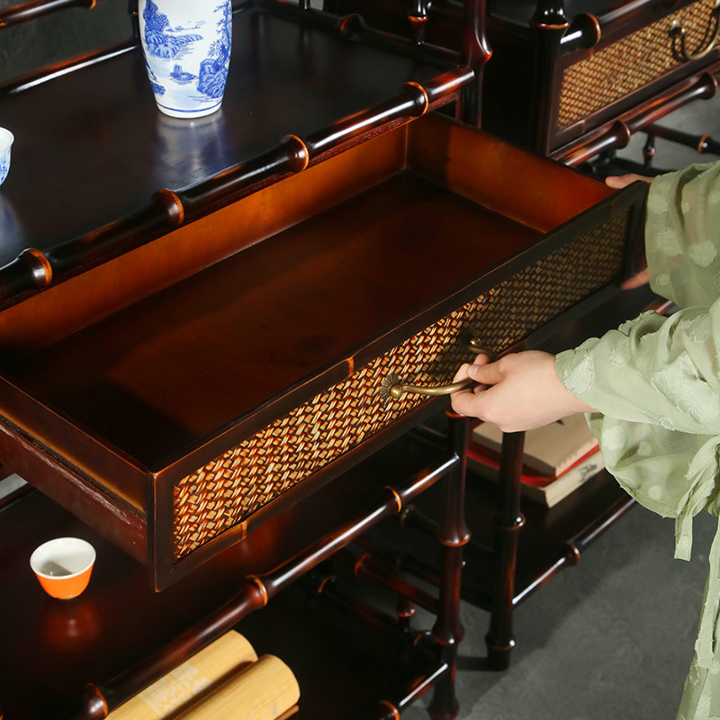 手工竹制筇竹中式博古架多宝阁置物架储物酒柜 茶具书架围炉煮茶,餐饮具,茶具架,淘宝优惠券,粉丝福利购,淘宝优惠卷