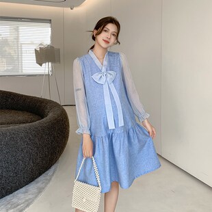 孕妇连衣裙秋装高品质春秋款2024新款气质职业装高级感孕妇装裙子