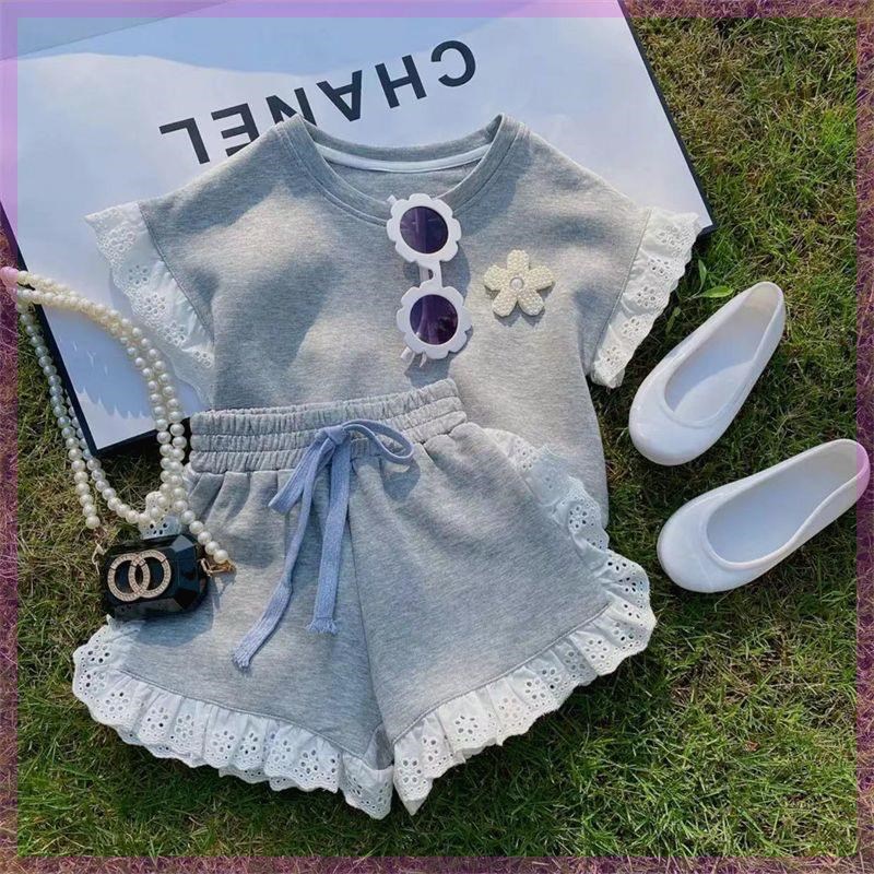 热销女童夏装短袖短裤套装儿童装衣服宝宝洋气运动服中小童孩子两