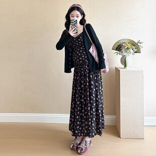 孕妇装春款连衣裙2025韩版大码胖妹妹200斤长袖打底薄款夏季长裙