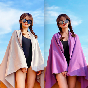 速干浴巾吸水不掉毛旅行超大沙滩巾薄款夏季游Q泳女快干毛巾便携