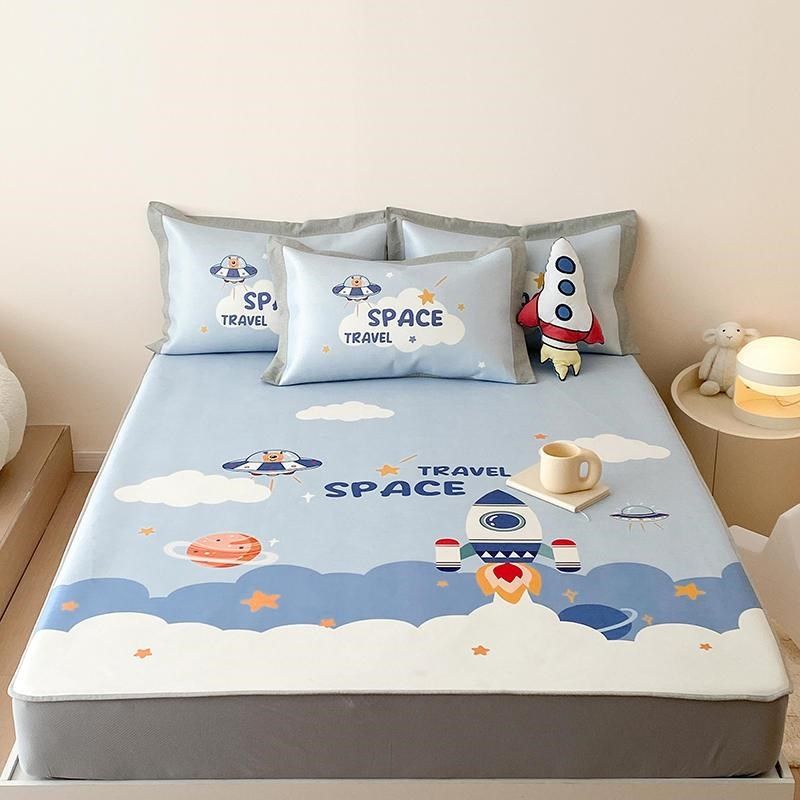 新款儿童上下床凉席1米夏天1.2单人1.35冰丝席子1.5m男孩床笠款可,床上用品,冰丝席,淘宝优惠券,粉丝福利购,淘宝优惠卷