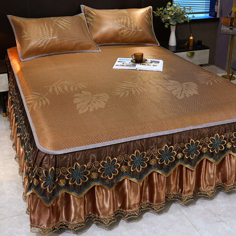 床裙款冰藤席冰丝凉席防滑蕾丝床笠床罩1.5米夏季空调软席子1.8m,床上用品,凉席/草席/麻席,淘宝优惠券,粉丝福利购,淘宝优惠卷