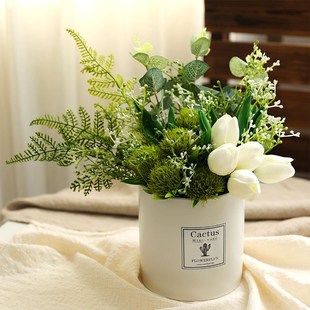 仿真花摆件仿真郁金香小盆栽假花客厅桌面玄关花卉绿植摆设装 饰