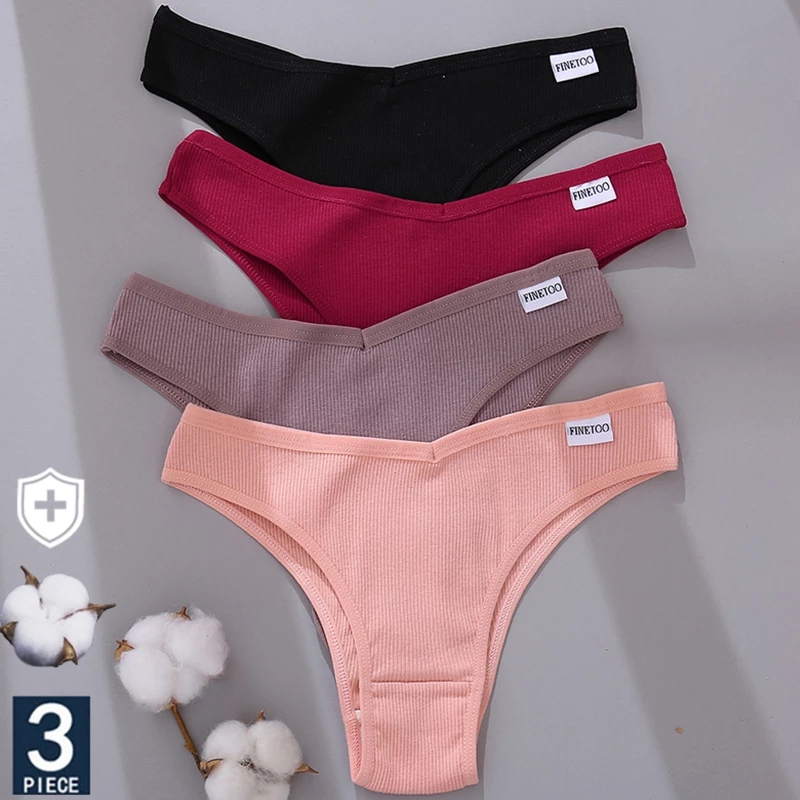 网红FINETOO 3PCS/Set Women Cotton Lingerie Female Thongs Sex ZIPPO/瑞士军刀/眼镜 洗眼液 原图主图