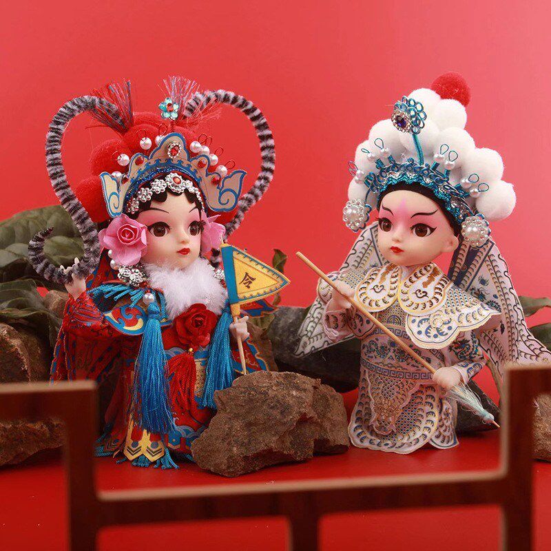 新年国潮沙龙人娃娃diy材料京剧人偶暖场绢车载摆件送老外礼新品