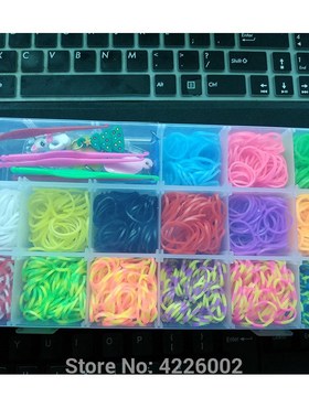 Elastic Rubber Loom Bands DIY Tool set Box Weave Gum Make Br