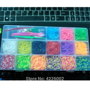Elastic Rubber Loom Bands DIY Tool set Box Weave Gum Make Br