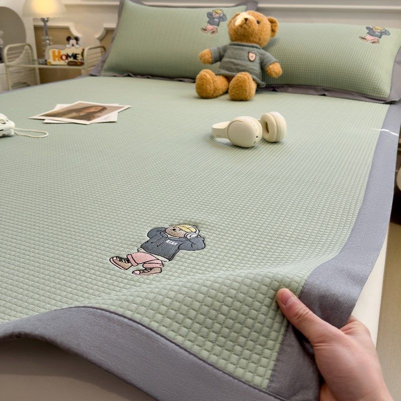 2025新款乙纶冰豆豆凉席三件套可折叠空调席冰丝席防滑床笠款可爱,床上用品,冰丝席,淘宝优惠券,粉丝福利购,淘宝优惠卷