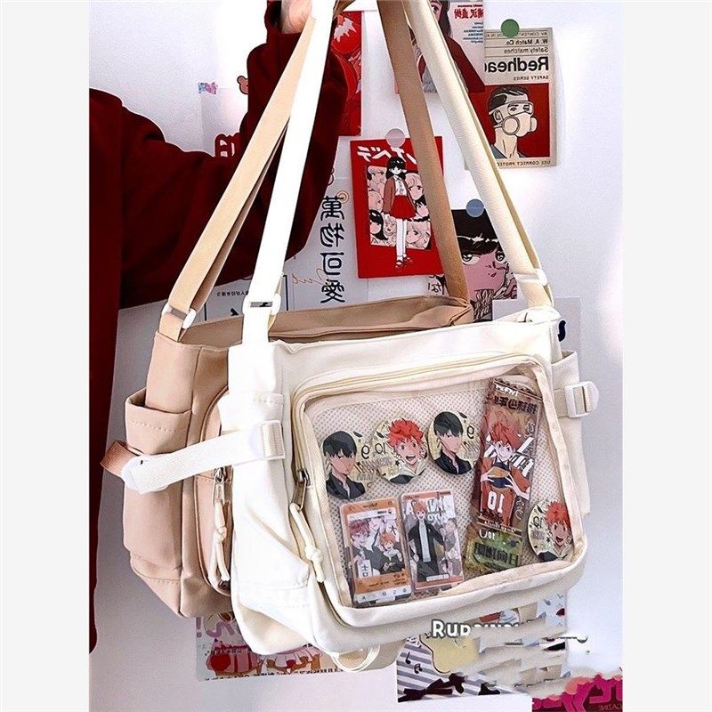 大橘猫学院风百搭简约大容量邮差包女透明吧唧单肩包斜挎娃包痛包,玩具/童车/益智/积木/模型,斜挎包/拎包/腰包,淘宝优惠券,粉丝福利购,淘宝优惠卷