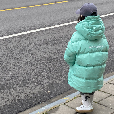 儿童羽绒a衣女童男童宝宝秋冬中长版加厚面包服小童大童韩版冬装