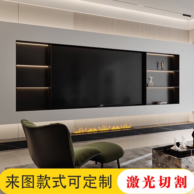 实心钢板柜铝板柜不锈钢电视壁龛嵌入式客厅背景柜金属展示柜定制图片