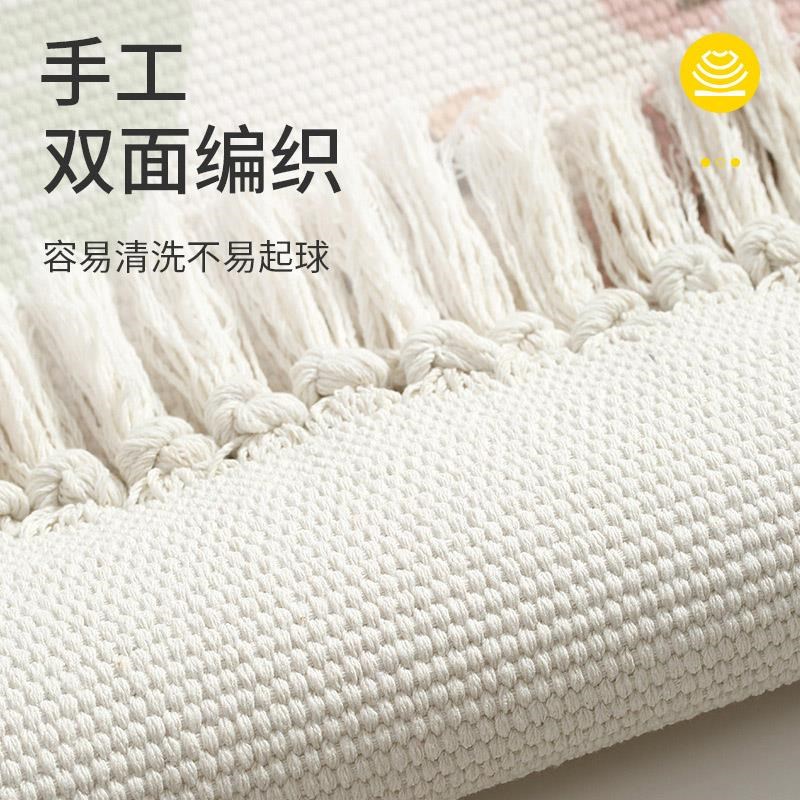 纯棉床边毯手工编织床头垫卧室长条防滑毯飘窗垫沙发脚垫吸水地垫