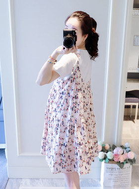 夏季孕妇装套装时尚款2021新款连衣裙宽松大肚婆衣服夏天韩版裙子