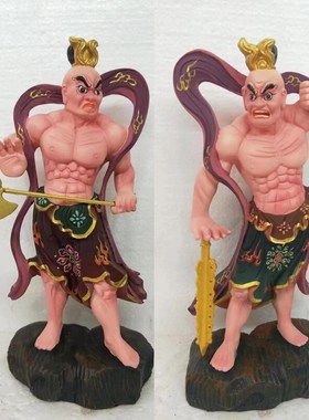 哼哈二将神像门神金刚力士佛像树脂玻璃钢木雕铸铜石雕摆件