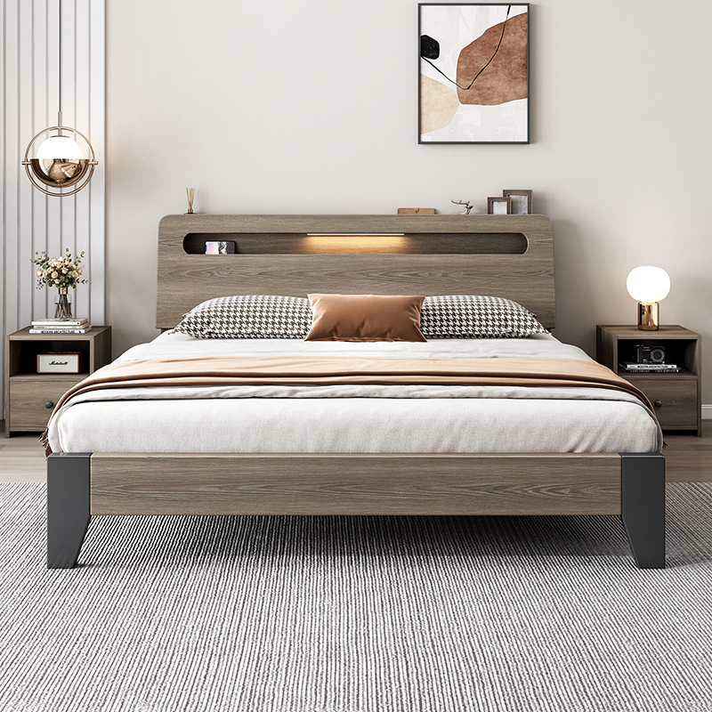 宜家实木床现代简约双人床1.8米工厂直销1.5出租房经济型1.2m单人
