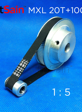 FitSain-MXL带宽10同步轮20齿+100齿1比5步进电机皮带轮齿轮减速