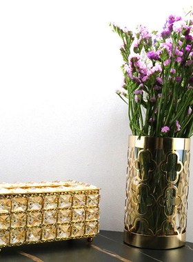 欧式铁艺水晶纸巾盒创意卫生间抽纸盒 家用收纳盒餐巾tissue box