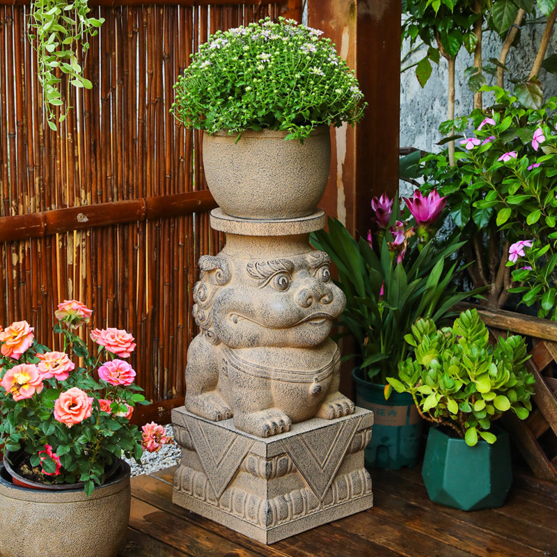 中式庭院花园布置户外装饰造景摆件仿石花盆底座入户大门门墩石墩,家居饰品,户外/庭院摆件,淘宝优惠券,粉丝福利购,淘宝优惠卷