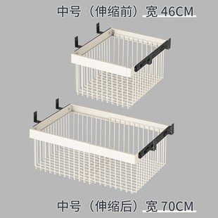 可伸缩衣柜拉篮分层抽拉裤 架衣橱内置衣帽间衣Q物收纳滑轨道抽屉