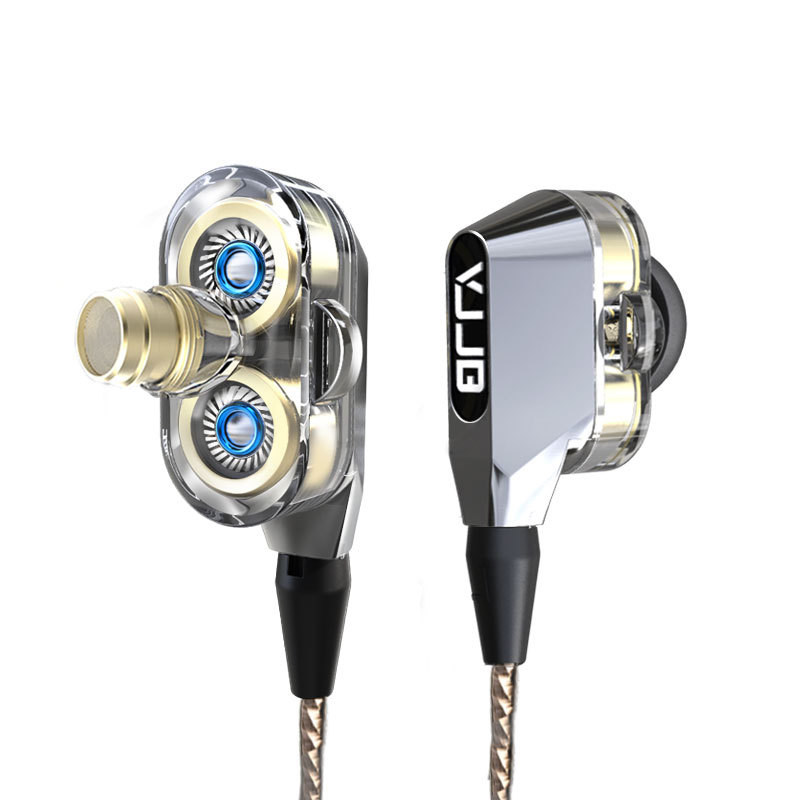 vjjb vf1s耳机双动圈重低音带麦hifi入耳式睡眠塞男女音乐k歌v1烧