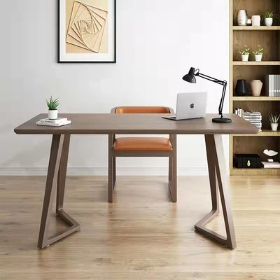 北欧白蜡木全实木书桌极简写字台现代简约家用电脑桌黑色办公桌子