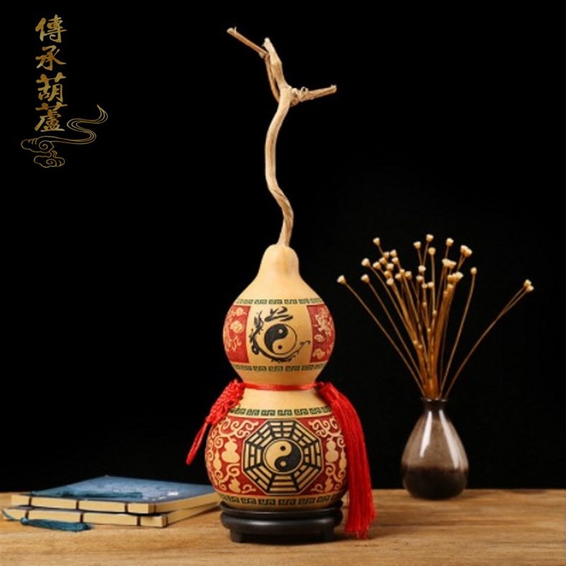 工厂销包邮天然葫芦旋转雕刻图案八卦观音K招财进宝家居挂件中号