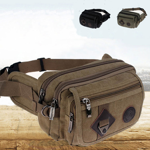帆布腰包男士大容量多功能工作夏季耐磨小型收钱多层休闲男土包包