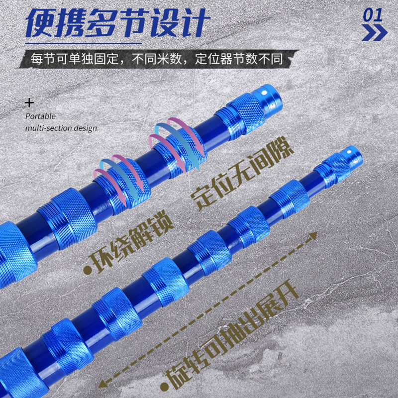 碳素抄网杆3米/5米便携超轻超硬伸缩抄鱼捞鱼网兜钓鱼短节抄网竿