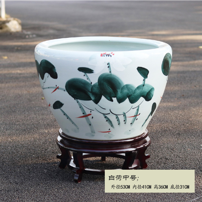 速发景德镇陶瓷鱼缸特大号锦鲤睡碗莲荷花盆养金鱼缸客厅家居装饰