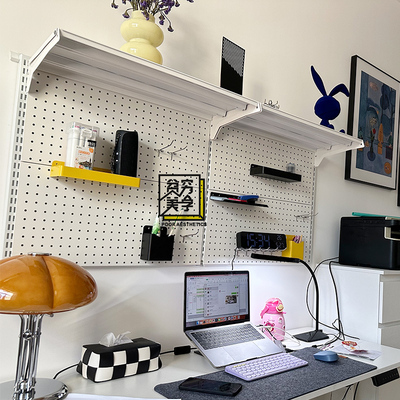 贫美洞洞板墙上置物架家用挂墙式书架墙面隔板架子简易金属收纳层