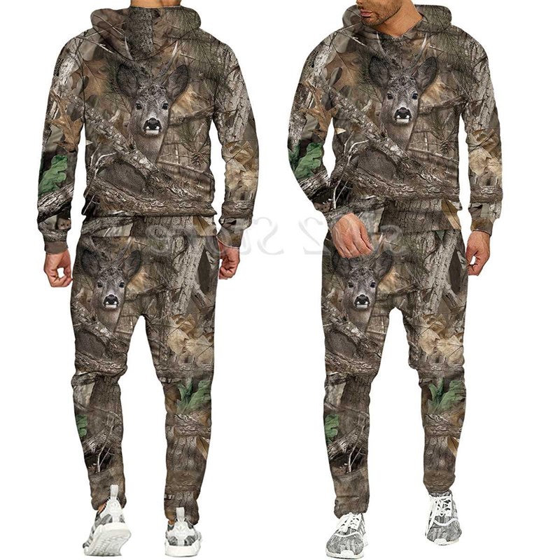 推荐Casual Camouflage Hunting Animal Wild Boar 3D Hoodie Swe