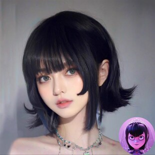 假发女短直发反翘波波头梅菲斯cos万用精灵旅社万圣节可爱全头套