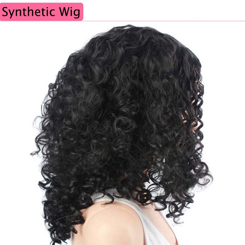 Black Synthetic Wig Curly Afro African Wigs for Women 假发