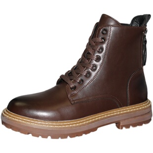 男短靴2023秋冬新款内增高马丁靴男高筒潮流靴子男加绒机车靴软底