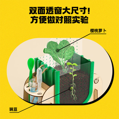 科答鸭阳光种植房儿童科学小实验套装水培M植物生长根系观察盒玩