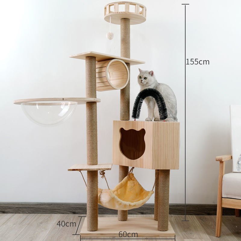 现货猫架猫爬架猫窝猫树一体实木猫爬架子小型猫咪用品猫抓柱四季