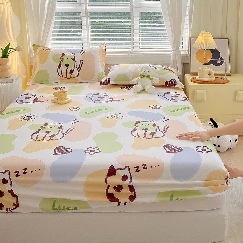 卡通床笠单件床罩防滑床垫防尘罩全棉儿童少女孩猫咪床单宿舍,床上用品,床笠,淘宝优惠券,粉丝福利购,淘宝优惠卷