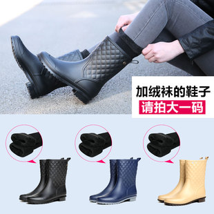 防滑中筒防水耐磨加厚胶鞋 款 女士雨鞋 时尚 外穿X雨靴大码 水鞋