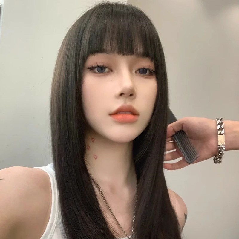 全真人发丝漫画刘海自然前额齐刘海无痕头帘假发片真发轻薄美宿
