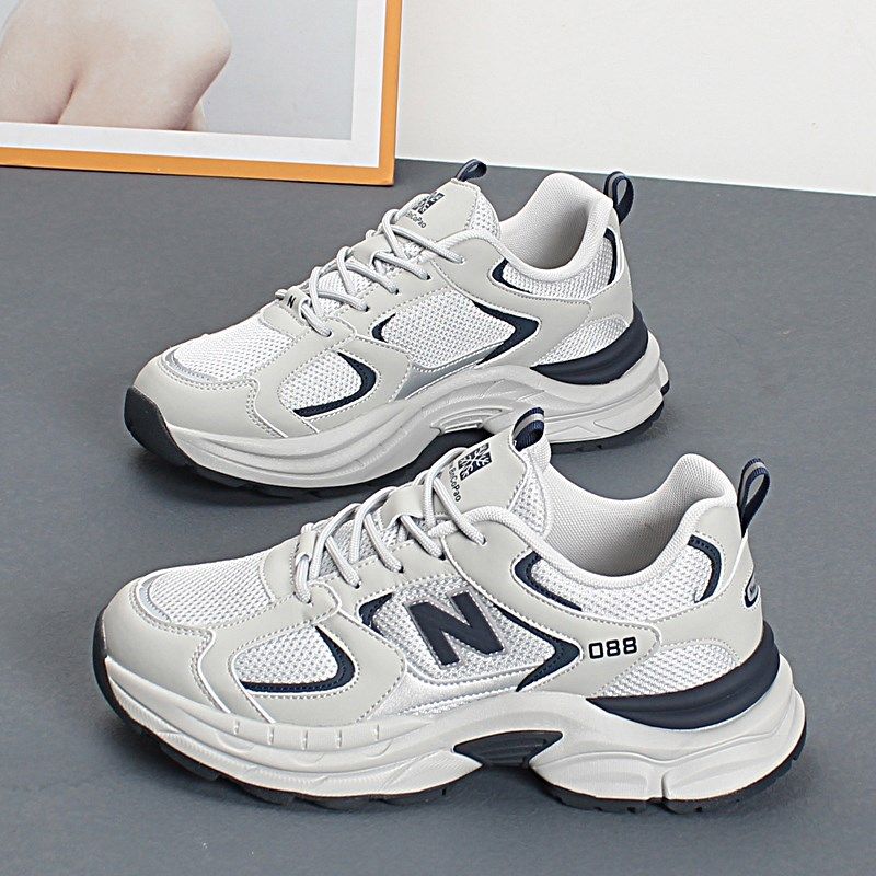 2024新款男士透气老爹鞋网面潮流韩版拼色厚底休闲鞋百搭增高跑鞋,流行男鞋,时尚休闲鞋,淘宝优惠券,粉丝福利购,淘宝优惠卷